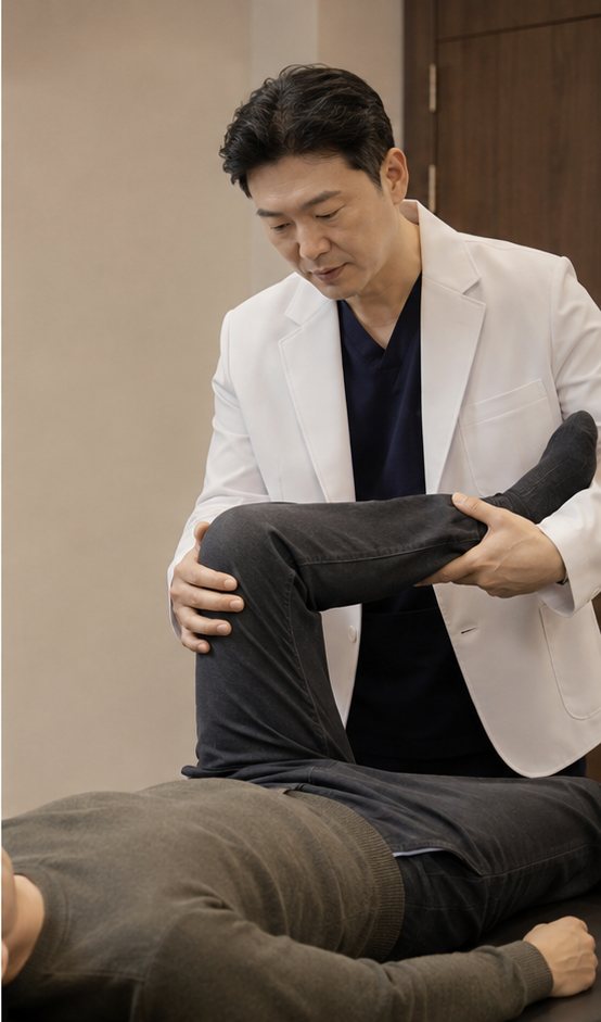 하지 근력과 움직임을 살펴보는 진찰 장면